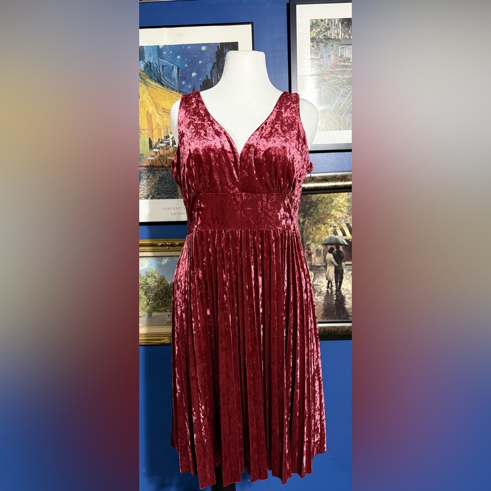 Modcloth Red Asymmetrical Velvet Dress
